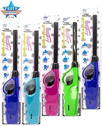 Encendedor Refillable Elite Brands USA, Paquete de 5 Encendedores de Butano Multicolor, Ideal para BBQ, Cocina y Uso Múltiple, Grande - imagen 5