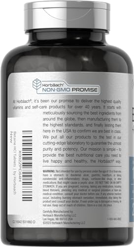 Horbäach Betaína HCl con Pepsina | 250 Tabletas | Suplemento de Clorhidrato | con Jengibre | Sin OGM, Libre de Gluten - imagen 3