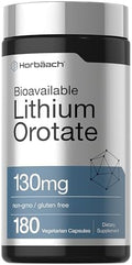 Lithium Orotate Horbäach 130mg | 180 Cápsulas | Sin OGM, Libre de Gluten, Vegano | 5mg de Litio Elemental Bioavailable - imagen 1