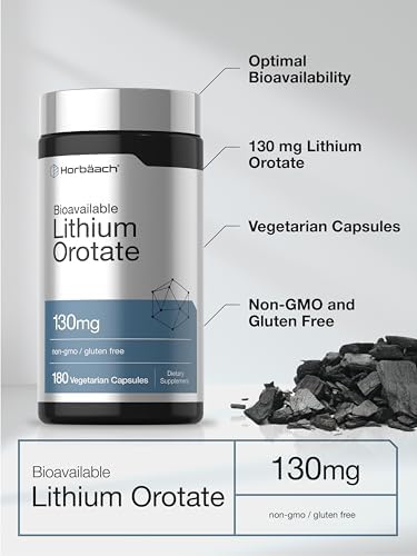 Lithium Orotate Horbäach 130mg | 180 Cápsulas | Sin OGM, Libre de Gluten, Vegano | 5mg de Litio Elemental Bioavailable - imagen 4