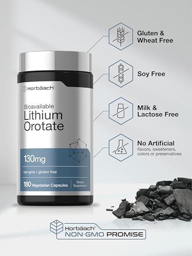 Lithium Orotate Horbäach 130mg | 180 Cápsulas | Sin OGM, Libre de Gluten, Vegano | 5mg de Litio Elemental Bioavailable - imagen 5