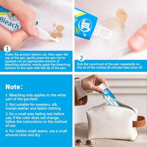 Bolígrafo de blanqueo, gel blanqueador para ropa, bolígrafo portátil, eliminación de manchas más efectiva, accesorios, quita manchas instantáneo (2 - imagen 6
