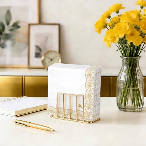 Servilletas de Papel Religiosas WRAPAHOLIC de 50 Piezas - Servilletas Desechables de 3 Capas con Cruz Dorada para Bautizo, Confirmación y Baby Shower - imagen 6