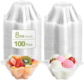 Tazones Transparentes KUCKOW, 100 PZS, Tazones para Helado, Tazones Pequeños para Aperitivos, Postres, Ensaladas y Más, Forma de Flor (8 OZ) - imagen 1