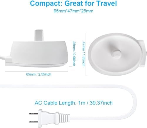 Cargador de Repuesto para Cepillo de Dientes Eléctrico Oral B, Compatible con la Base de Cargador Oral B Braun, Modelo Inductivo 3757, Portátil e - imagen 7
