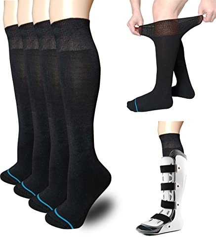 Calcetas para Bota de Caminata VEIGIKE, Reemplazo para Férula Ortopédica, Medias Tubulares para Walkers y Yeso, Cubierta Quirúrgica Negra, 2 Pares - imagen 1
