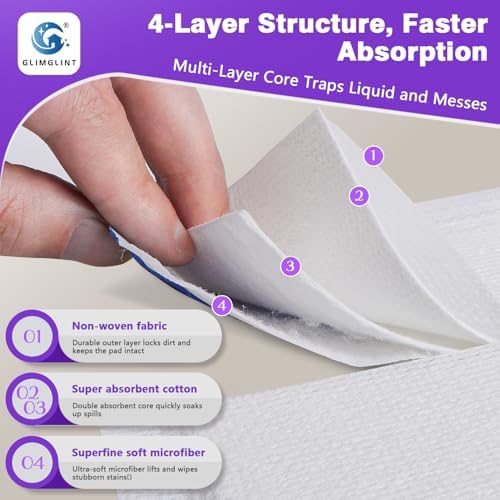 Repuestos de Almohadillas GLIMGLINT Compatibles con Swiffer Wet Jet, 4 Capas, Súper Absorbentes, 64 Piezas para Limpieza y Secado de Pisos - imagen 3
