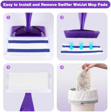 Repuestos de Almohadillas GLIMGLINT Compatibles con Swiffer Wet Jet, 4 Capas, Súper Absorbentes, 64 Piezas para Limpieza y Secado de Pisos - imagen 4