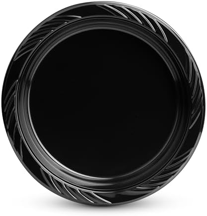 Set de 200 Platos de Plástico Negro Munfix de 7 Pulgadas - Desechables para Postres/Ensaladas, Paquete a Granel para Fiestas, BBQ, Picnics y Eventos, - imagen 2