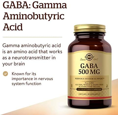Solgar GABA 500 mg, 100 Cápsulas Vegetales - Apoyo a la Relajación y Sistema Nervioso - Aminoácido - No OGM, Vegano, Sin Gluten, Sin Lácteo, Kosher - - imagen 3