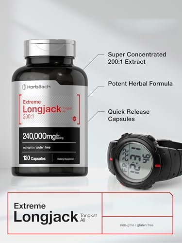 Horbäach - Tongkat Ali Longjack | 120 Cápsulas | Suplemento de Rendimiento Masculino | Extracto Herbal Concentrado | Sin GMO y Libre de Gluten - imagen 3