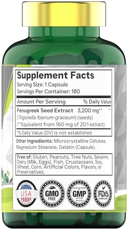 Cápsulas de Fenogreco tnvitamins: 3200 mg - 180 Cápsulas | Suplemento de Fenogreco para Hombres y Mujeres | Extracto de Semilla de Fenogreco | No GMO - imagen 2
