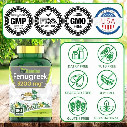 Cápsulas de Fenogreco tnvitamins: 3200 mg - 180 Cápsulas | Suplemento de Fenogreco para Hombres y Mujeres | Extracto de Semilla de Fenogreco | No GMO - imagen 6