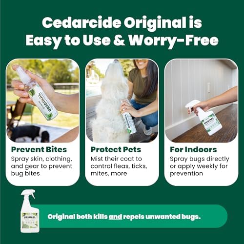 Cedarcide Original Spray Antiinsectos | Repelente y Eliminador de Pulgas, Garrapatas, Mosquitos, Ácaros, Hormigas y Chiggers | Para Personas, - imagen 4