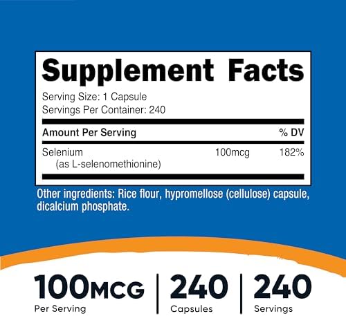 Suplemento de Selenio Nutricost 100mcg, 240 Cápsulas, Vegetariano, Libre de Gluten y No Transgénico - imagen 2