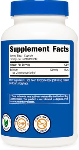 Suplemento de Selenio Nutricost 100mcg, 240 Cápsulas, Vegetariano, Libre de Gluten y No Transgénico - imagen 5