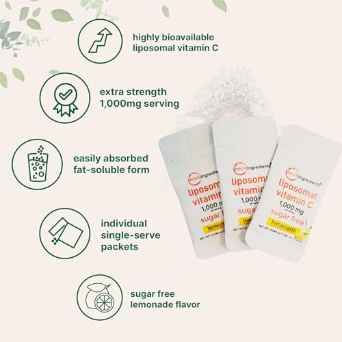 Micro Ingredients Polvo de Vitamina C 1,000mg para Uso Diario | Fórmula Liposomal para Mejor Absorción | Mezcla de Bebida de Limón Sin Azúcar | 40 - imagen 4