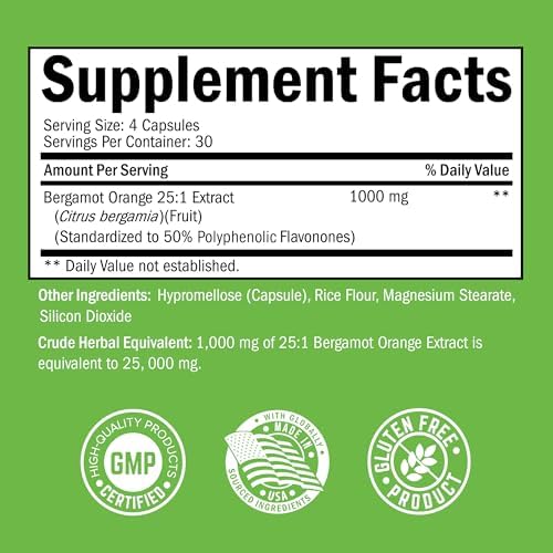 Citrus Bergamot 1000mg - Suplemento de Bergamota Cítrica para Colesterol y Salud Cardiaca - Ultra Concentrado de Fruta Fresca - Vegano, Sin OGM, Sin - imagen 2