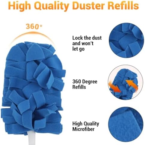 Recargas de Plumero Reutilizables Compatibles con Swiffer - Paquete de 5 Recargas Electroestáticas de 360° con Mango - Recargas Resistentes para - imagen 2