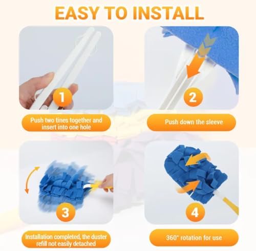 Recargas de Plumero Reutilizables Compatibles con Swiffer - Paquete de 5 Recargas Electroestáticas de 360° con Mango - Recargas Resistentes para - imagen 5