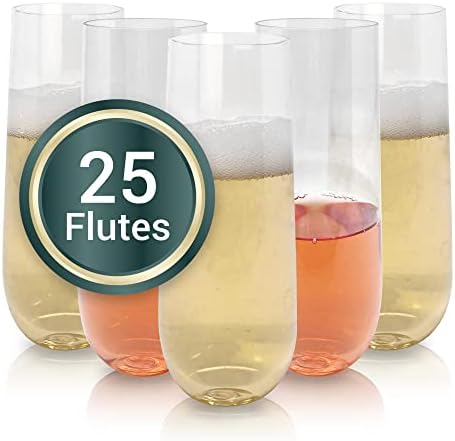 Copas de Champagne de Plástico Reli | Paquete de 25 | 9 oz - Transparentes | Copas Premium Sin Tallo | Perfectas para Celebraciones - imagen 1