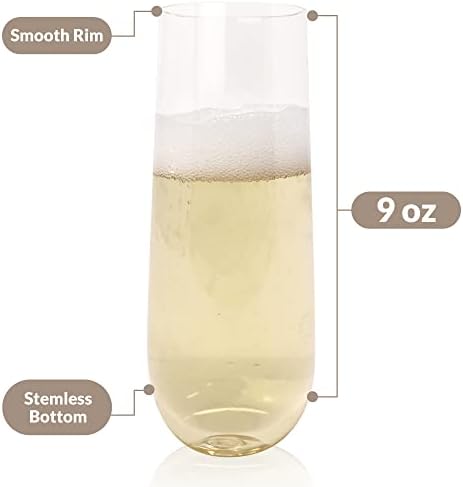 Copas de Champagne de Plástico Reli | Paquete de 25 | 9 oz - Transparentes | Copas Premium Sin Tallo | Perfectas para Celebraciones - imagen 2