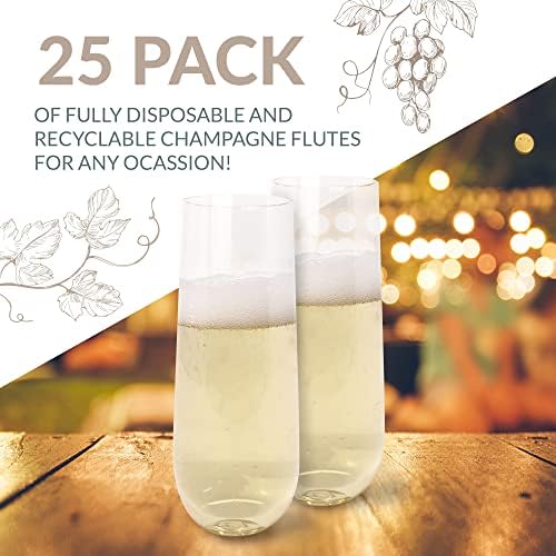 Copas de Champagne de Plástico Reli | Paquete de 25 | 9 oz - Transparentes | Copas Premium Sin Tallo | Perfectas para Celebraciones - imagen 4