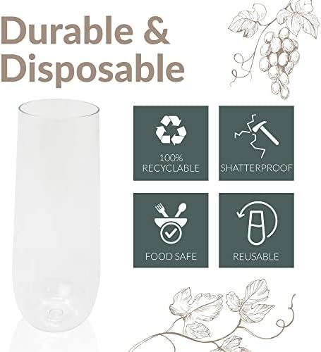 Copas de Champagne de Plástico Reli | Paquete de 25 | 9 oz - Transparentes | Copas Premium Sin Tallo | Perfectas para Celebraciones - imagen 5