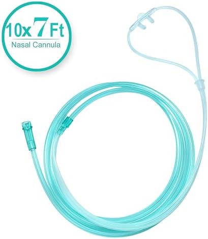 Cannula Nasal de Oxígeno Luisddi 10 Piezas, Alta Flujo, Conector Estándar de 7 Pies, Tubo Verde, Empaque Individual - imagen 6