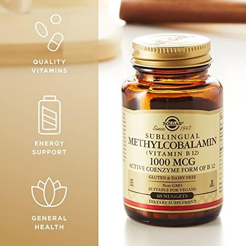 Solgar Methylcobalamina (Vitamina B12) 1000 mcg - 60 Nuggets, Paquete de 2 - Apoya el Metabolismo Energético - No GMO, Vegano, Sin Gluten, Sin - imagen 4