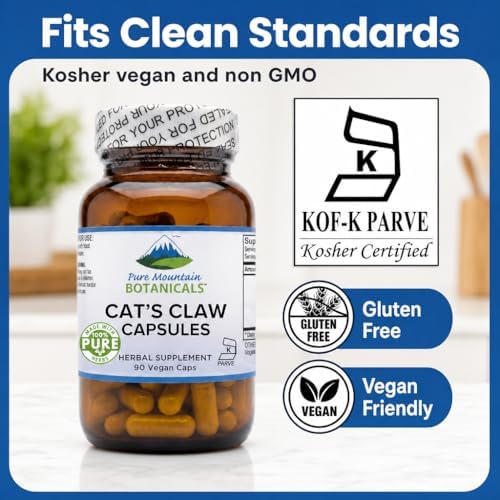 Cápsulas de Garra de Gato Pure Mountain Botanicals - 90 Cápsulas Veganas Kosher con 1000mg de Uncaria Tomentosa Suplemento Herbal - imagen 6