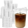Ziissup Paquete de 25 Vasos Plásticos Transparentes de 16 oz con Tapas, Desechables para Café Frío, Batidos y Fiestas - imagen 1