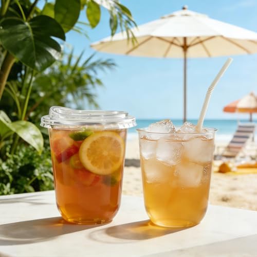 Ziissup Paquete de 25 Vasos Plásticos Transparentes de 16 oz con Tapas, Desechables para Café Frío, Batidos y Fiestas - imagen 6
