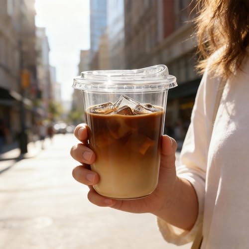 Ziissup Paquete de 25 Vasos Plásticos Transparentes de 16 oz con Tapas, Desechables para Café Frío, Batidos y Fiestas - imagen 7
