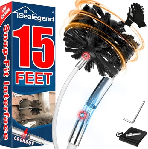Kit de Limpieza de Ventilación de Secadora Sealegend de 15 Pies con Cepillo Flexible y Accesorio para Taladro, Ideal para Chimeneas y Fácil de Usar - imagen 1