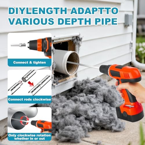 Kit de Limpieza de Ventilación de Secadora Sealegend de 15 Pies con Cepillo Flexible y Accesorio para Taladro, Ideal para Chimeneas y Fácil de Usar - imagen 3