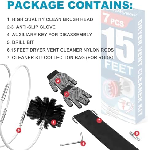 Kit de Limpieza de Ventilación de Secadora Sealegend de 15 Pies con Cepillo Flexible y Accesorio para Taladro, Ideal para Chimeneas y Fácil de Usar - imagen 6