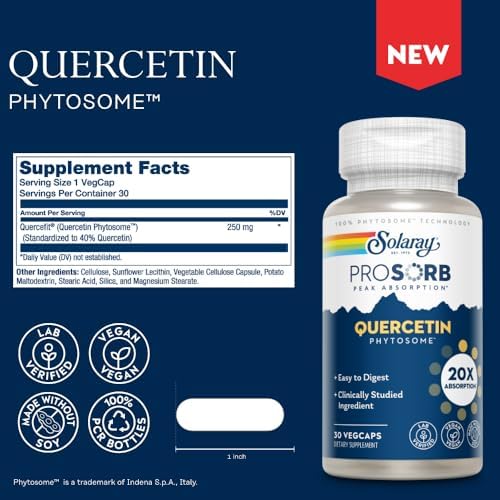 SOLARAY Quercetina Phytosome - 20X Absorción - Suplemento Antioxidante Fácil de Digestion para Salud Integral - Vegano y Sin Soja - 30 Porciones, 30 - imagen 2