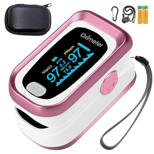Oxímetro de Pulso Aosenwell para Dedo, 4 Datos con Respiración, Oxímetro SpO2 y Conteo de Frecuencia de Pulso (Rosa) - imagen 1