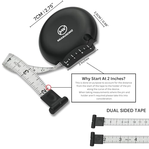 Cinta Métrica MeasureWiz - Herramienta Retráctil de 80 Pulgadas 200 cm - Kit para Medir Cintura y Brazo, Ideal para Pérdida de Peso y Medidas de - imagen 2
