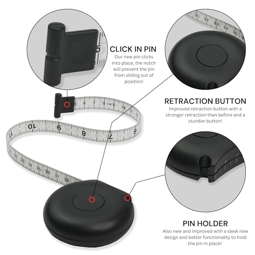 Cinta Métrica MeasureWiz - Herramienta Retráctil de 80 Pulgadas 200 cm - Kit para Medir Cintura y Brazo, Ideal para Pérdida de Peso y Medidas de - imagen 3