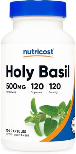 Cápsulas de Albahaca Sagrada Nutricost 500mg, 120 Cápsulas Vegetarianas - Sin Gluten, No OGM - imagen 1
