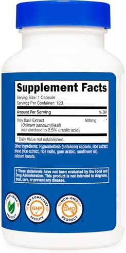 Cápsulas de Albahaca Sagrada Nutricost 500mg, 120 Cápsulas Vegetarianas - Sin Gluten, No OGM - imagen 4
