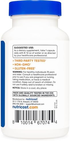 Cápsulas de Albahaca Sagrada Nutricost 500mg, 120 Cápsulas Vegetarianas - Sin Gluten, No OGM - imagen 5