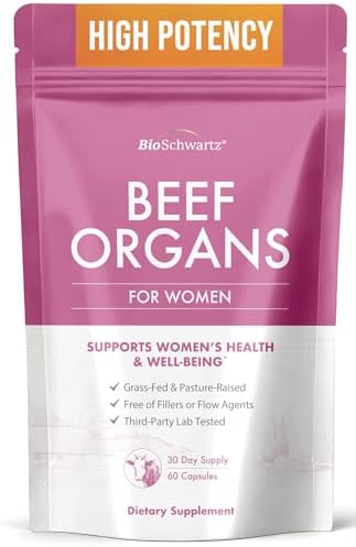 Suplemento de Órganos de Res BioSchwartz para Mujeres - 60 Cápsulas - Alimentado con Pasto - Apoya Cabello, Piel y Uñas Saludables, Equilibrio - imagen 1