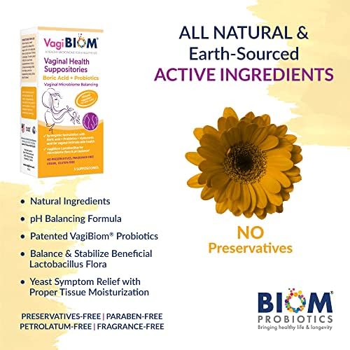 Suplementos de Ácido Bórico VagiBiom con Lactobacilos: Equilibrio de Flora Microbiana; Nutre y Mantiene Flora Saludable; Sin Parabenos (5 piezas) - imagen 3