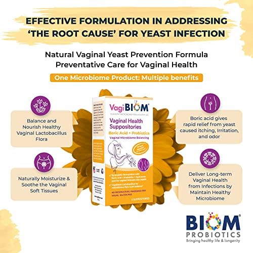 Suplementos de Ácido Bórico VagiBiom con Lactobacilos: Equilibrio de Flora Microbiana; Nutre y Mantiene Flora Saludable; Sin Parabenos (5 piezas) - imagen 4