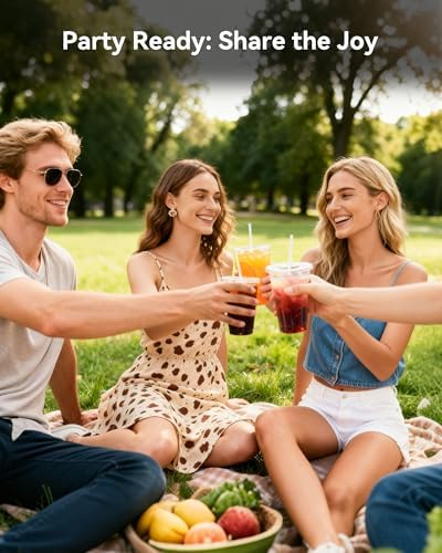 EUHOMY Paquete de 100 Vasos Plásticos Transparentes de 16oz con Tapas y Popotes, Vasos Desechables para Café Frío, Smoothies y Bebidas Frías, Sin BPA - imagen 6