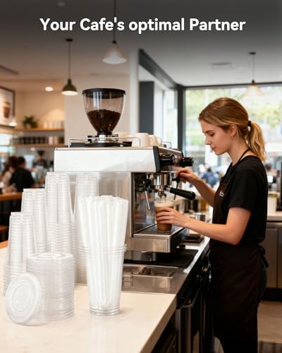 EUHOMY Paquete de 100 Vasos Plásticos Transparentes de 16oz con Tapas y Popotes, Vasos Desechables para Café Frío, Smoothies y Bebidas Frías, Sin BPA - imagen 8