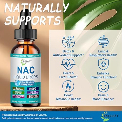 Suplemento NAC N-Acetil Cisteína | Gotas Líquidas de Alta Absorción 1200mg para Detox Respiratorio, Hepático y Renal, Soporte Inmunológico y - imagen 5